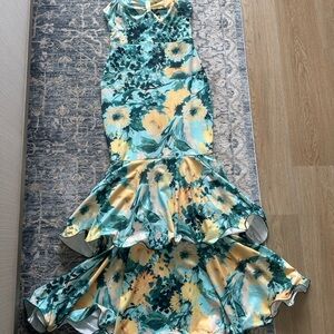 Floral Mermaid Prom Dress